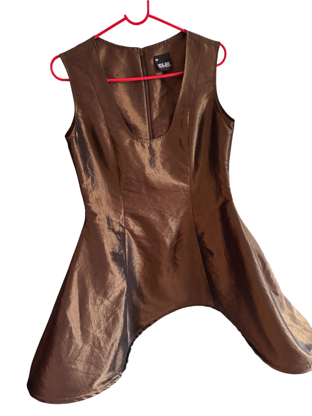 Biche de Bere vintage metallic brown hoop boned circle hem dress sculptural Y2K